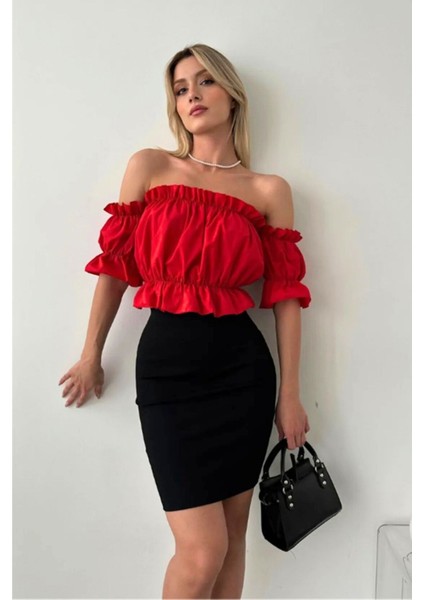 Madonna Yaka Kadın Bluz – Lastik Detaylı Rahat Kesim indirimleri