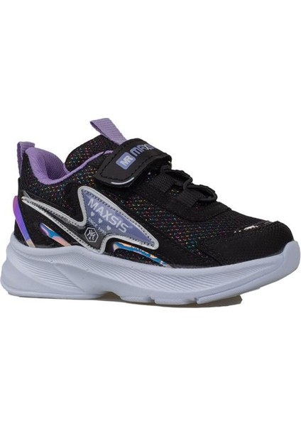 Siyah-Beyaz Hafif Cırt Cırtlı Fileli Çocuk Spor Ayakkabı