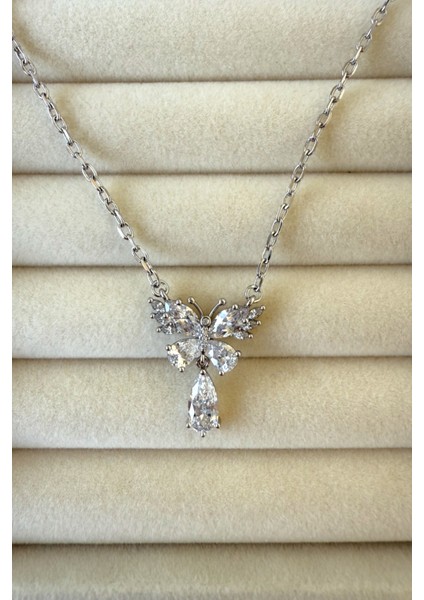 Zirkon Taşlı Kelebek Kolye Xuping Kadın Kolye 45 cm