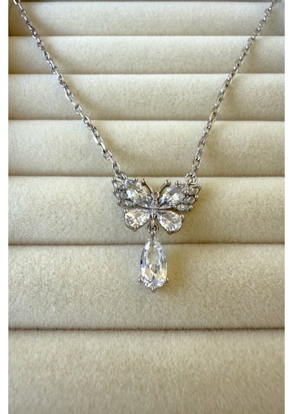 Zirkon Taşlı Kelebek Kolye Xuping Kadın Kolye 45 cm modelleri