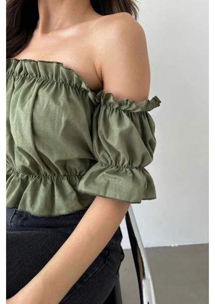 Madonna Yaka Kadın Bluz – Lastik Detaylı Rahat Kesim