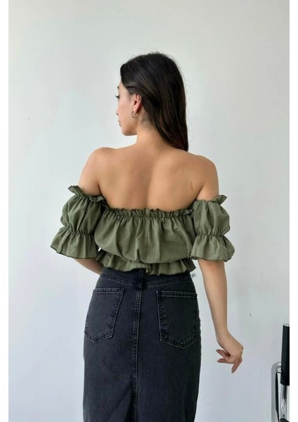 Madonna Yaka Kadın Bluz – Lastik Detaylı Rahat Kesim