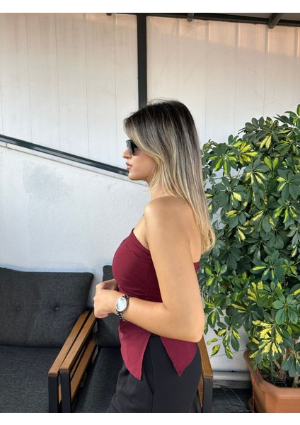 Lupinn Moda Kadın Straplez Büzgülü Askısız Bluz – Bordo ve Siyah Renk Seçenekli fırsatları