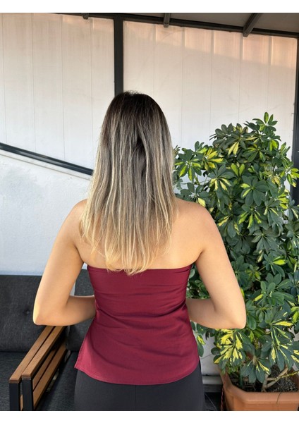 Lupinn Moda Kadın Straplez Büzgülü Askısız Bluz – Bordo ve Siyah Renk Seçenekli indirimleri