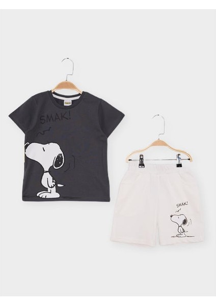 05-08 Yaş Erkek Çocuk Snoopy Ikili Takım - Füme