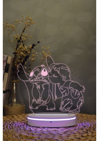 3D Lilo ve Stich Gece Lambası, 16 Renkli Dekoratif Işık, Çocuk Odası Aksesuarı modelleri