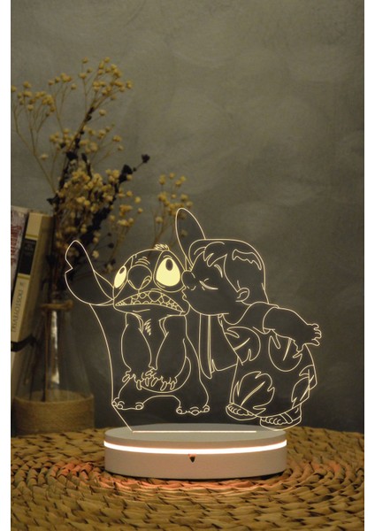 3D Lilo ve Stich Gece Lambası, 16 Renkli Dekoratif Işık, Çocuk Odası Aksesuarı fırsatları