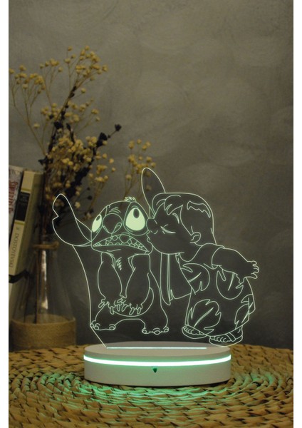 3D Lilo ve Stich Gece Lambası, 16 Renkli Dekoratif Işık, Çocuk Odası Aksesuarı indirimleri