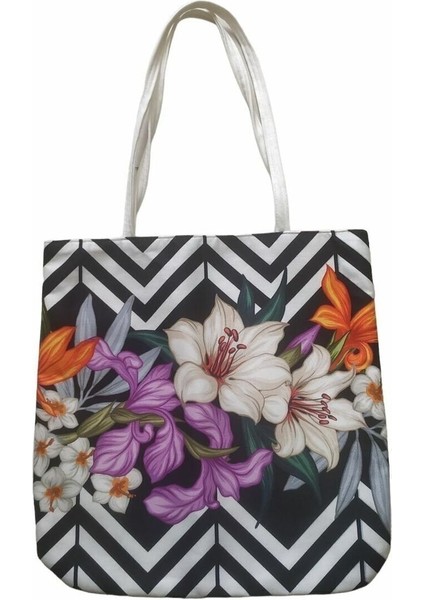 Çiçek Desenli Renkli Dijital Baskılı Rahat ve Şık Heybe Çanta