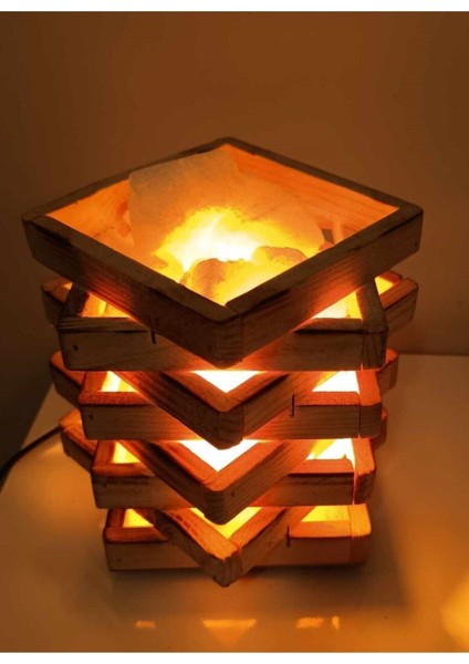 Renkli Ahşap Yıldız Tasarımlı Tuz Kasa Gece Lambası