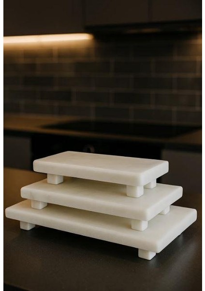 3'lü Doğal Mermer Mini Tepsi Takımı – Şık Sofraların Yeni Gözdesi fırsatları