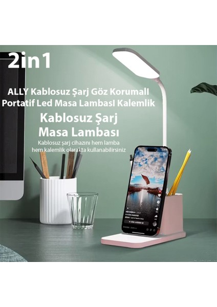 3 Mod Masa Lambası ve Kablosuz Şarj Cihazı, Hızlı Şarj Uyumlu, Beyaz Renk fiyatları