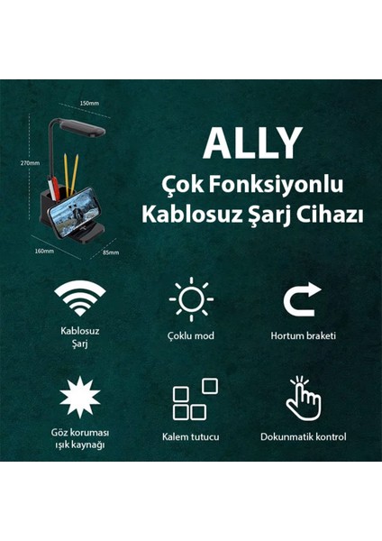 3 Mod Masa Lambası ve Kablosuz Şarj Cihazı, Hızlı Şarj Uyumlu, Beyaz Renk fırsatları