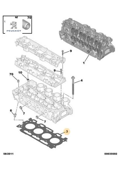 Silindir Kapak Contasi 1.30 1007-206-206+-207-307-C1-C2-C3-NEMO-XSARA-FIESTA-FUSION DV4TD