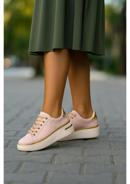 Kadın Ince Şerit Detaylı Kalın Taban Spor Ayakkabı