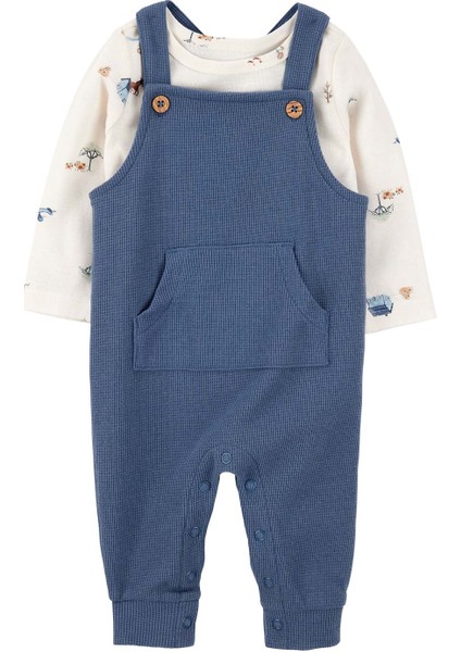 Erkek Bebek Mavi Salopet Set