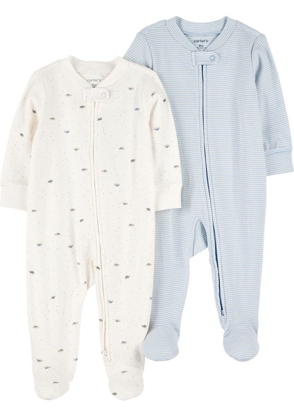Erkek Bebek Ekru 2li Uyku Tulumu
