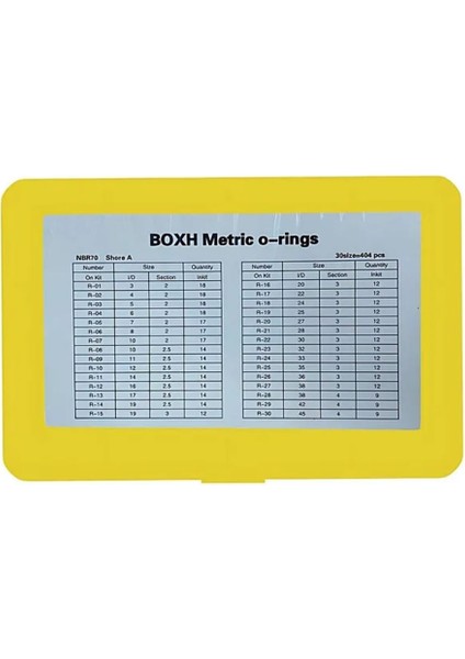 Box-H Metrık Olcu - 70 Shore O-Ring Seti Sarı Kutu indirimleri