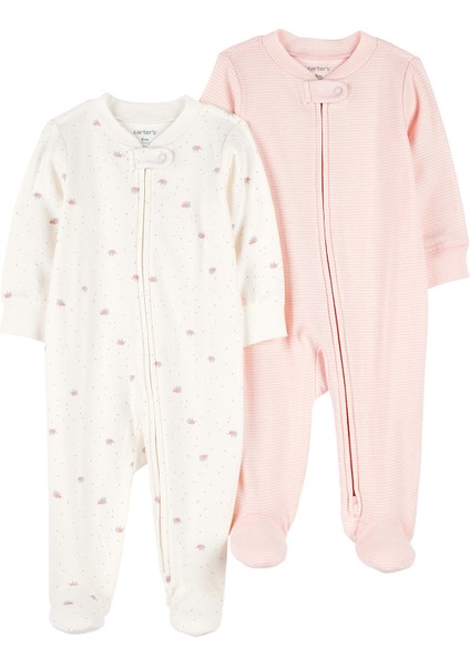 Kız Bebek Ekru 2li Uyku Tulumu