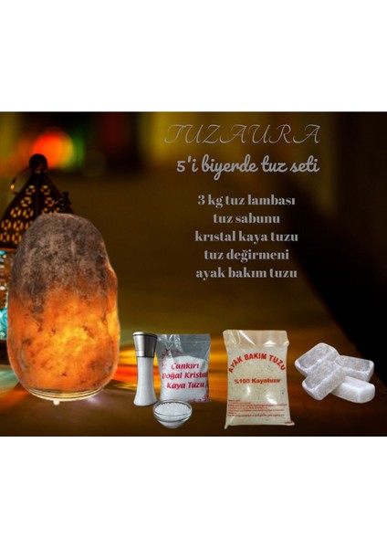 Gri Renkli 5+I Yer Tuz Lambası Seti, Şık ve Sıcak Atmosfer Yaratır fiyatları