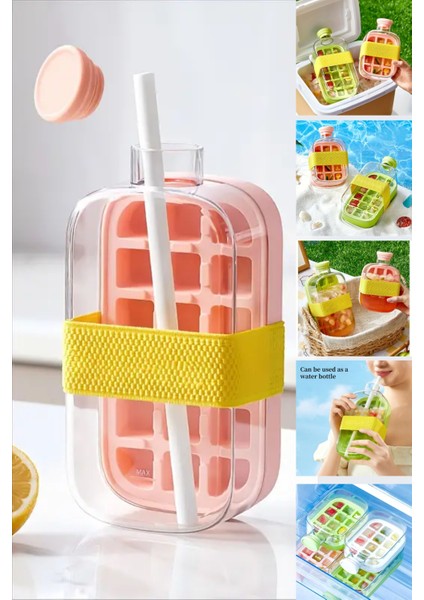 Yeni Nesil Pipetli Buz Kalıbı Büyük Matara Buz Kalıbı Su Şişesi Kapaklı Taşınabilir Buz Küpü 800ML