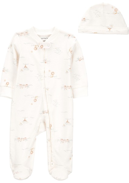 Erkek Bebek Ekru Tulumlu Set