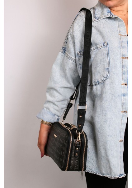 Siyah 5 Bölmeli Günlük Kadın Omuz Çantası, Şık ve Kullanışlı Tasarım