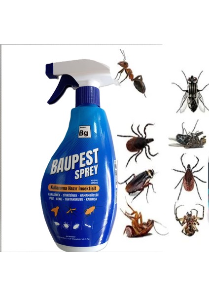 Baupest Sprey 400ML Karasinek, Sivrisinek, Hamam Böceği, Pire, Kene, Tahtakurusu Için Haşere Ilacı