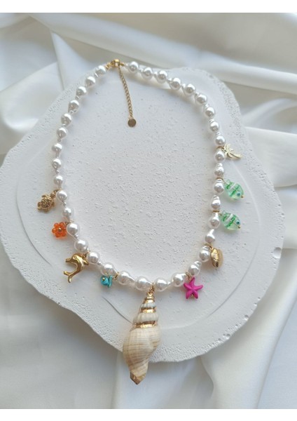 Incili Deniz Kabuğu Kolye