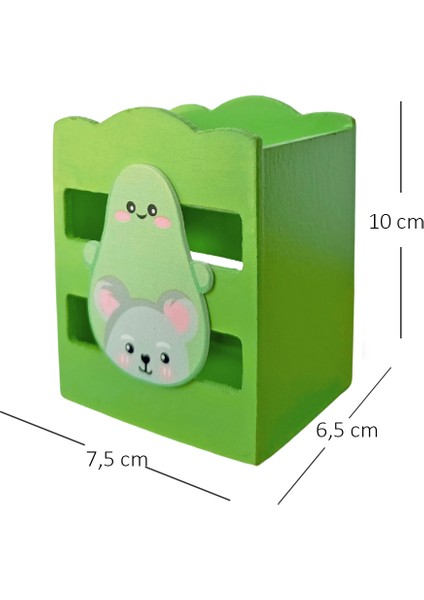 Ahşap Masaüstü Kalemlik Sevimli Avakado Koala Yeşil- 1 Adet fırsatları