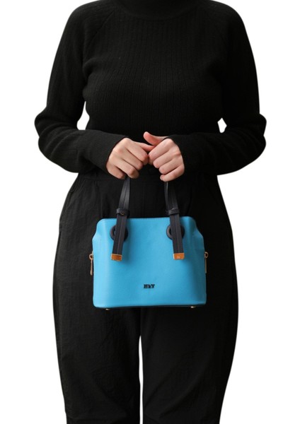 Mavi Mini Boy 3 Bölmeli El ve Omuz Kadın Çantası