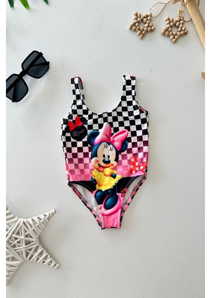 Pelerinli Mnn Ms Baskılı Kız Çocuk Mayo bikini takım - Pembe fiyatları