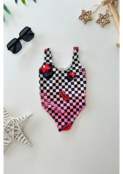 Pelerinli Mnn Ms Baskılı Kız Çocuk Mayo bikini takım - Pembe modelleri