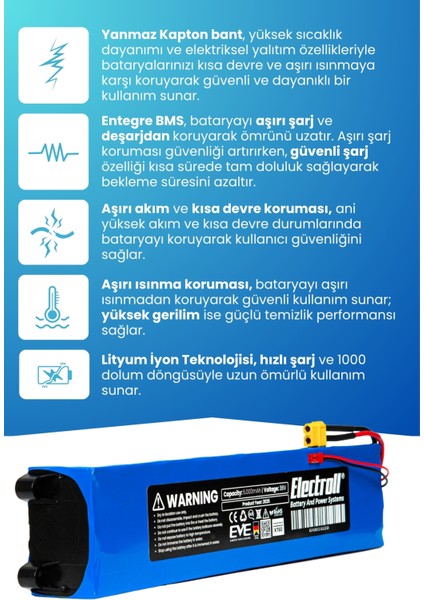E-Wheels E2S V2 Uyumlu Batarya (Eko Kapasite) 36V 6.000MAH Elektrikli Scooter Bataryası modelleri