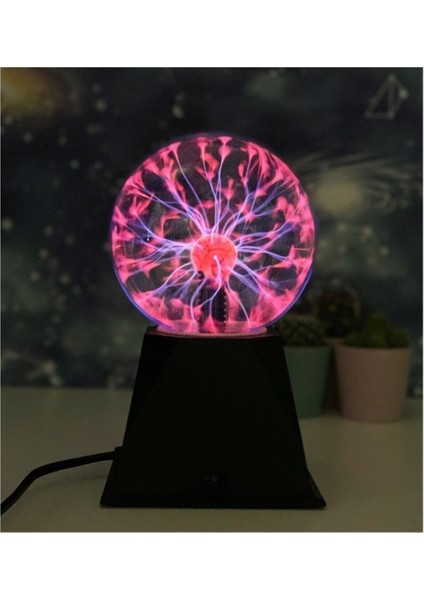 Işıklı Plazma Küre Siyah, Dekoratif ve Havalı Masa Süsü