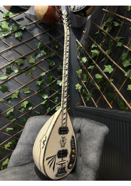 Nacerman Manyetik Profesyonel Beyaz Elektro Bağlama(Soft Case Dahil)