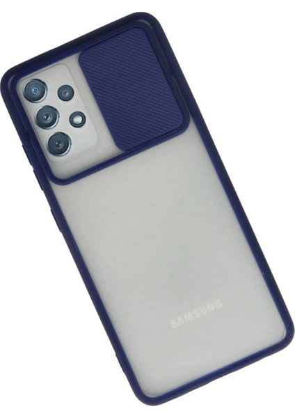 Samsung Galaxy A52 Kılıf Palm Buzlu Kamera Sürgülü Silikon - Lacivert fiyatları