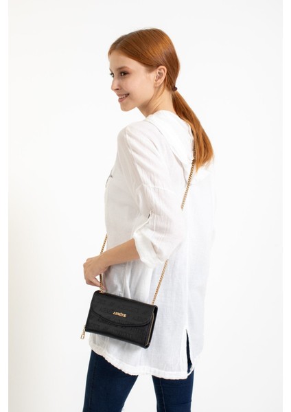 Şık Siyah Lazer Kadın Omuz Çantası, Abiye ve Çapraz Kullanım Için. modelleri