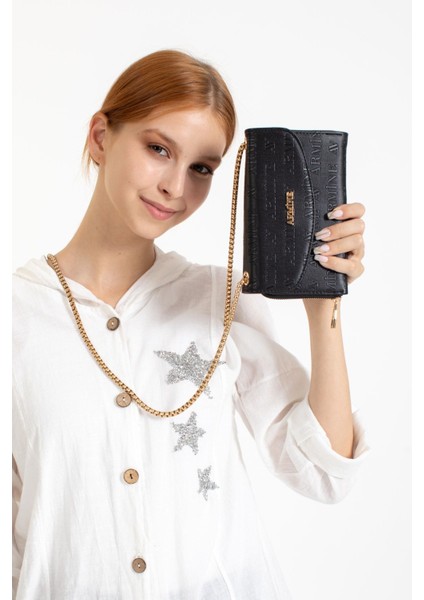 Şık Siyah Lazer Kadın Omuz Çantası, Abiye ve Çapraz Kullanım Için. indirimleri