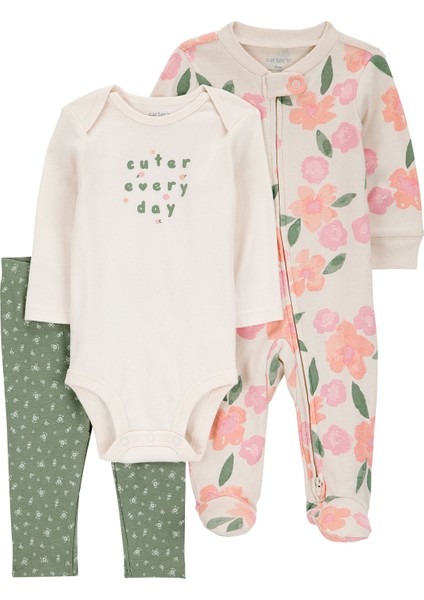 Kız Bebek Ekru Tulumlu Set