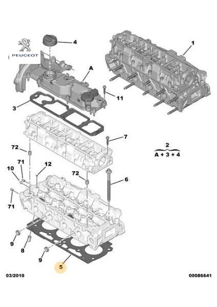 Silindir Kapak Contasi 207-208 Peugeot AV2Q6051BA Peugeot 0209.HJ