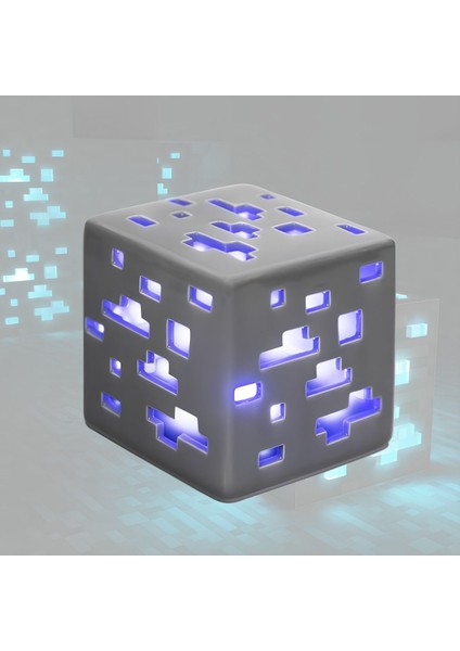 Minecraft Temalı Mavi Elmas Madeni Gece ve Ambiyans Lambası