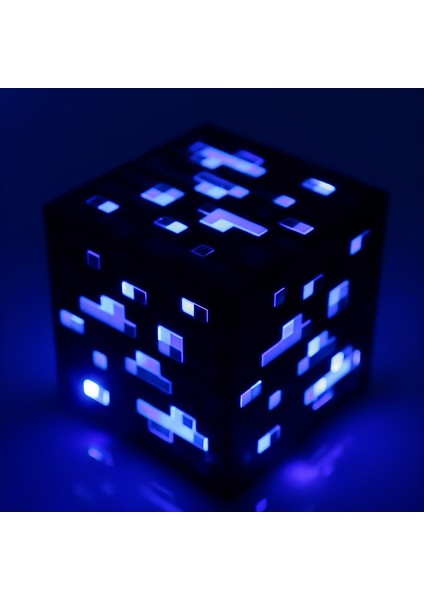 Minecraft Temalı Mavi Elmas Madeni Gece ve Ambiyans Lambası
