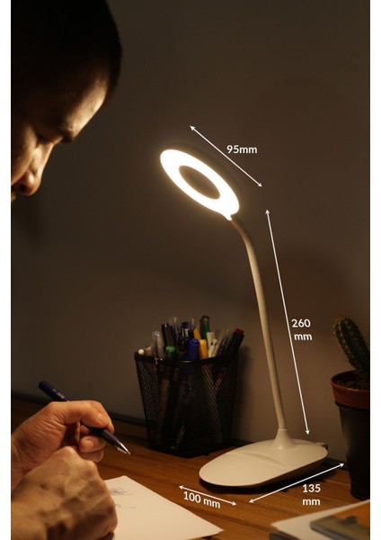 Dokunmatik Masa Lambası, 3 Renk, 24 Led, Telefon Tutmalı, Kademeli Işık Ayarlı