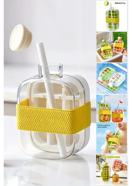 Yeni Nesil Pipetli Buz Kalıbı Matara Retro Buz Kalıbı Su Şişesi Kapaklı Taşınabilir Buz Küpü 500ML