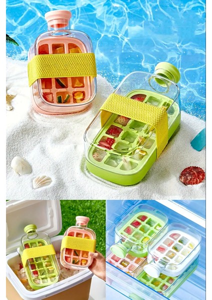 Yeni Nesil Pipetli Buz Kalıbı Matara Retro Buz Kalıbı Su Şişesi Kapaklı Taşınabilir Buz Küpü 500ML indirimleri