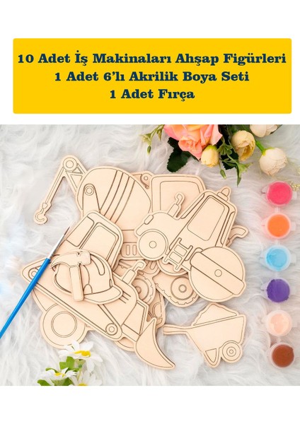 Ahşap Kendin Yap Iş Makinaları Boyama Seti - Eğitici Montessori Oyuncak modelleri