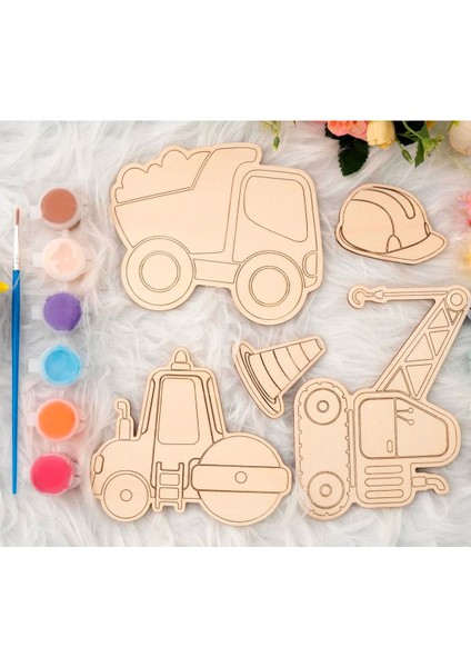 Ahşap Kendin Yap Iş Makinaları Boyama Seti - Eğitici Montessori Oyuncak fırsatları