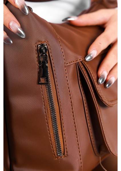 Kahverengi Kadın Saten Kumaş Su Geçirmez Çok Fonksiyonlu Sırt ve Kol Çantası fırsatları
