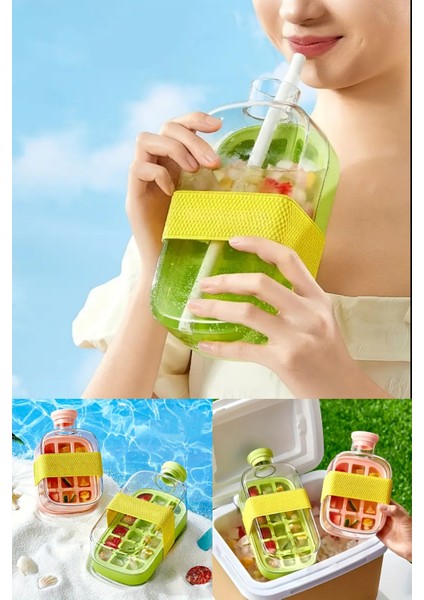 Yeni Nesil Pipetli Buz Kalıbı Matara Buz Kalıbı Retro Su Şişesi Kapaklı Taşınabilir Buz Küpü 800ML modelleri